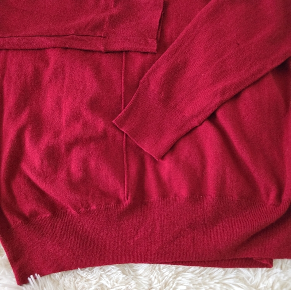 Gap Red Cotton/Wool Blend Knit V Neck Sweater size XL - Picture 5 of 12